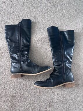 Diba Black Leather Zip Boots
